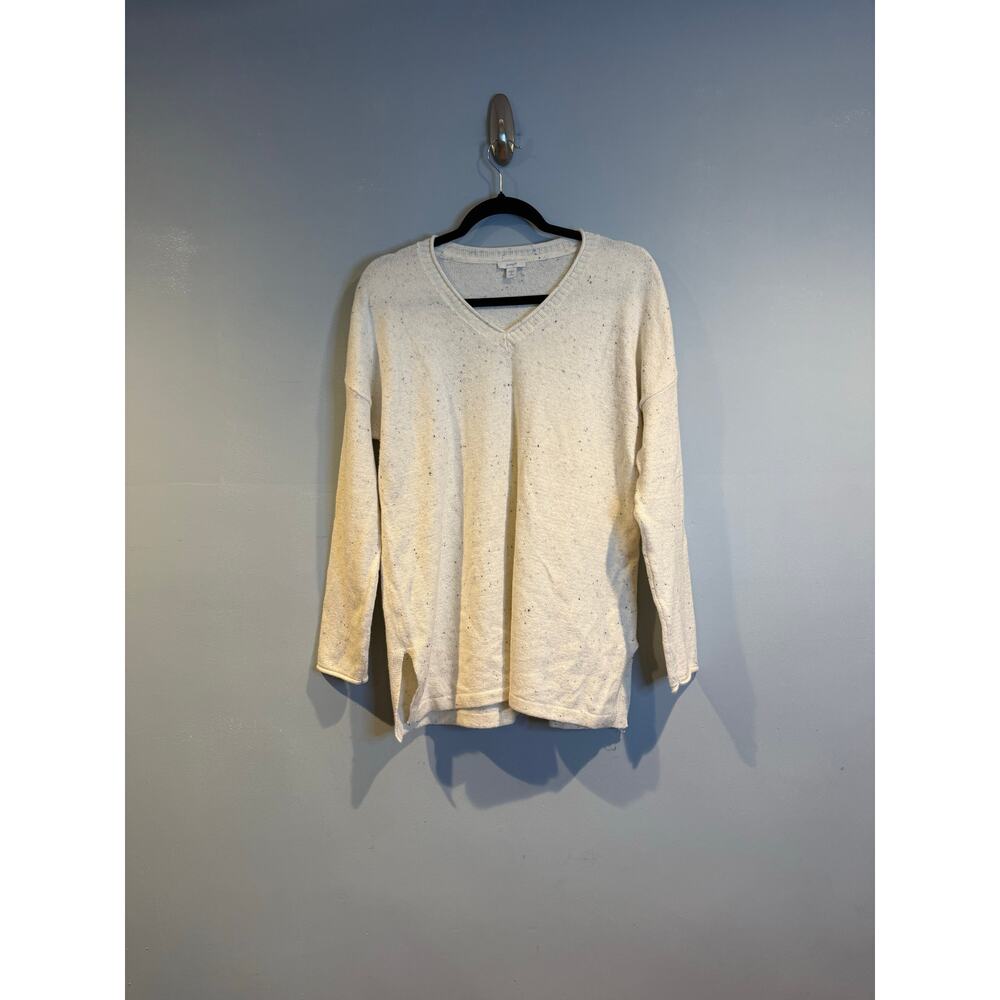 Pure Jill Speckled Knit V-Neck Sweater – Ivory – Size S Petite